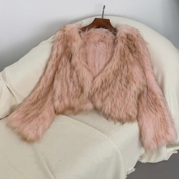 Natural Raccoon Fur Jacket New Thickened Warm V-neck Double-sided Woven … - Picture 2 of 15